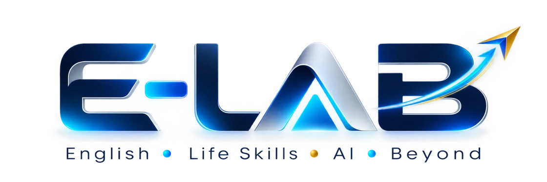 Logo E-LAB — English • Life Skills • AI • Beyond